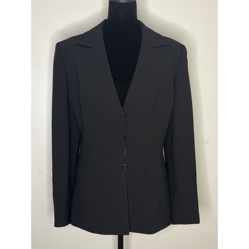 Vintage Tahari Black Sculpted Waist Fitted Suiting Blazer Jacket